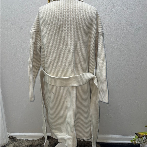 Joseph Cream Ribbed Belted Pea Coat - Picture 10 of 12